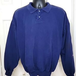 WEK Long Sleeve Polo Shirt Size 2 ( XL) Blue Vintage